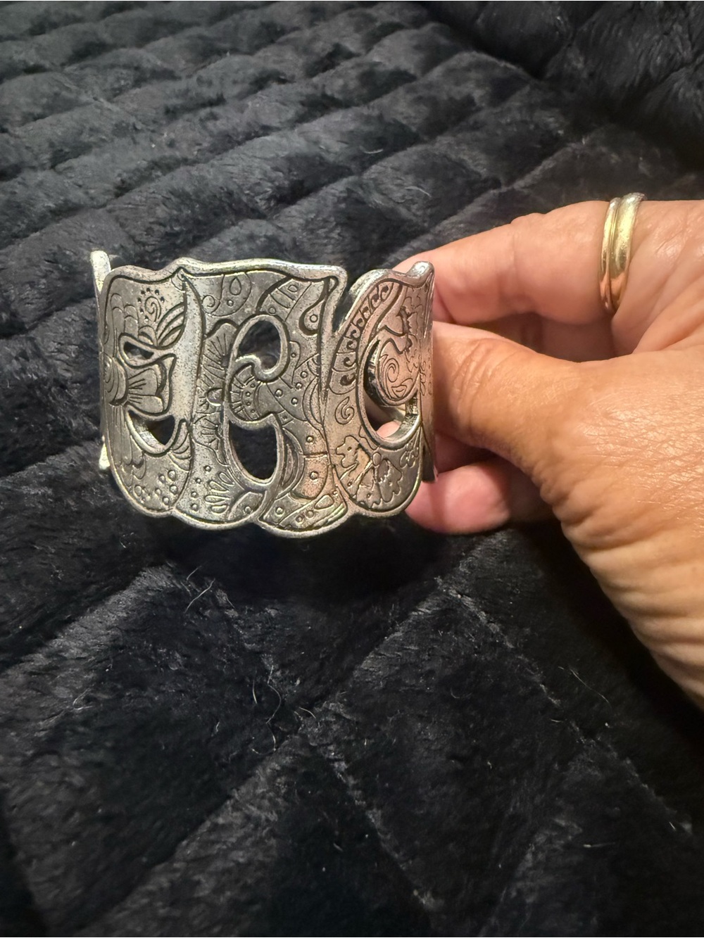 Silver-Tone Filigree Cutout Cuff Bracelet